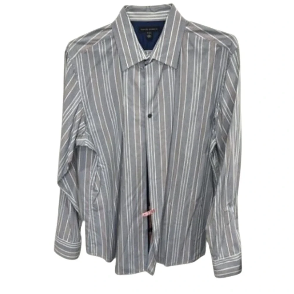 Banana Republic Mens Large Blue Grey Striped Long Sleeve Button Down‎ Shirt L